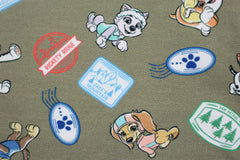 Baumwolljersey Paw Patrol - Sticker Print in khaki bei Der Buntspecht