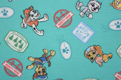 Baumwolljersey Paw Patrol - Sticker Print in türkis bei Der Buntspecht