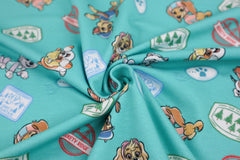 Baumwolljersey Paw Patrol - Sticker Print in türkis bei Der Buntspecht