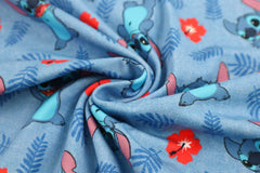 Reststück: 1,30m Lizenz Baumwolljersey Digital Stitch - Blau Grundig