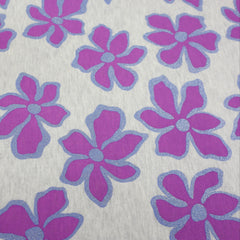 Sweatshirtstoff mit glitzernden Blumen auf meliertem Hintergrund in 2 Farbvarianten vom Buntspecht Shop