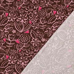 Sweatshirtstoff Heart Flowers in braun by Poppy bei Der Buntspecht Shop