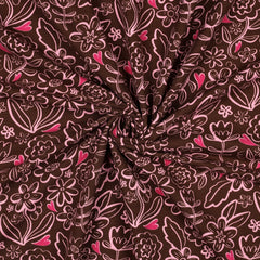 Sweatshirtstoff Heart Flowers in braun by Poppy bei Der Buntspecht Shop