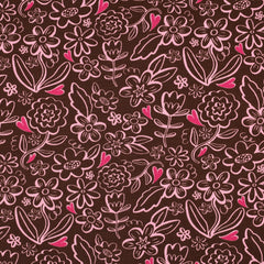 Sweatshirtstoff Heart Flowers in braun by Poppy bei Der Buntspecht Shop