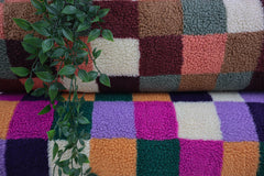 Teddy Jacquard Bunte Karos