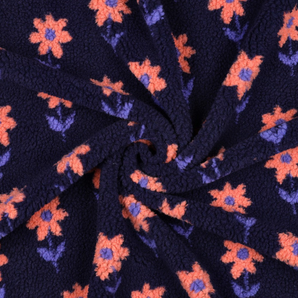 Teddy Plüsch Jacquard mit niedlichen Blumen in 2 Farbvarianten vom Buntspecht Shop