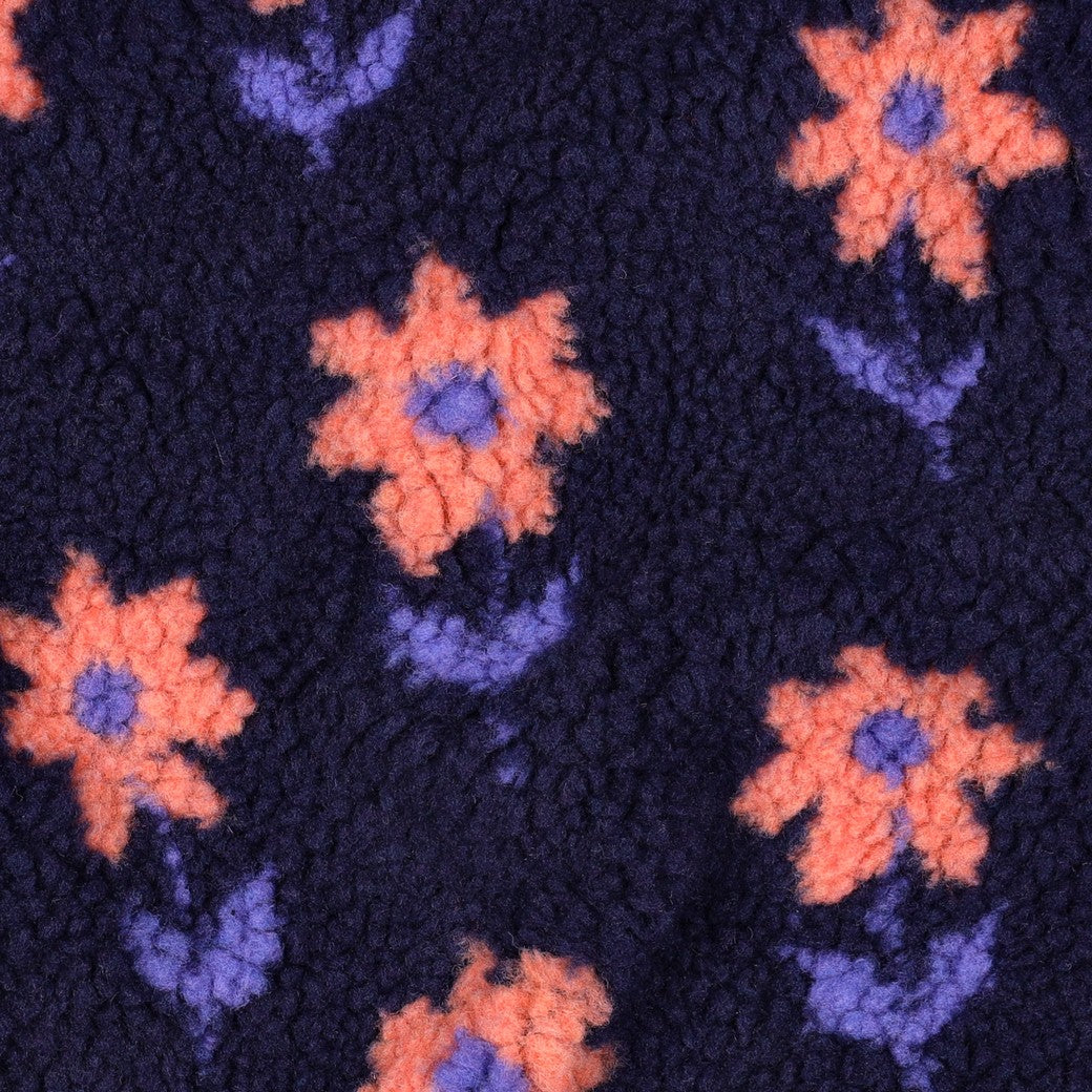 Teddy Plüsch Jacquard mit niedlichen Blumen in 2 Farbvarianten vom Buntspecht Shop