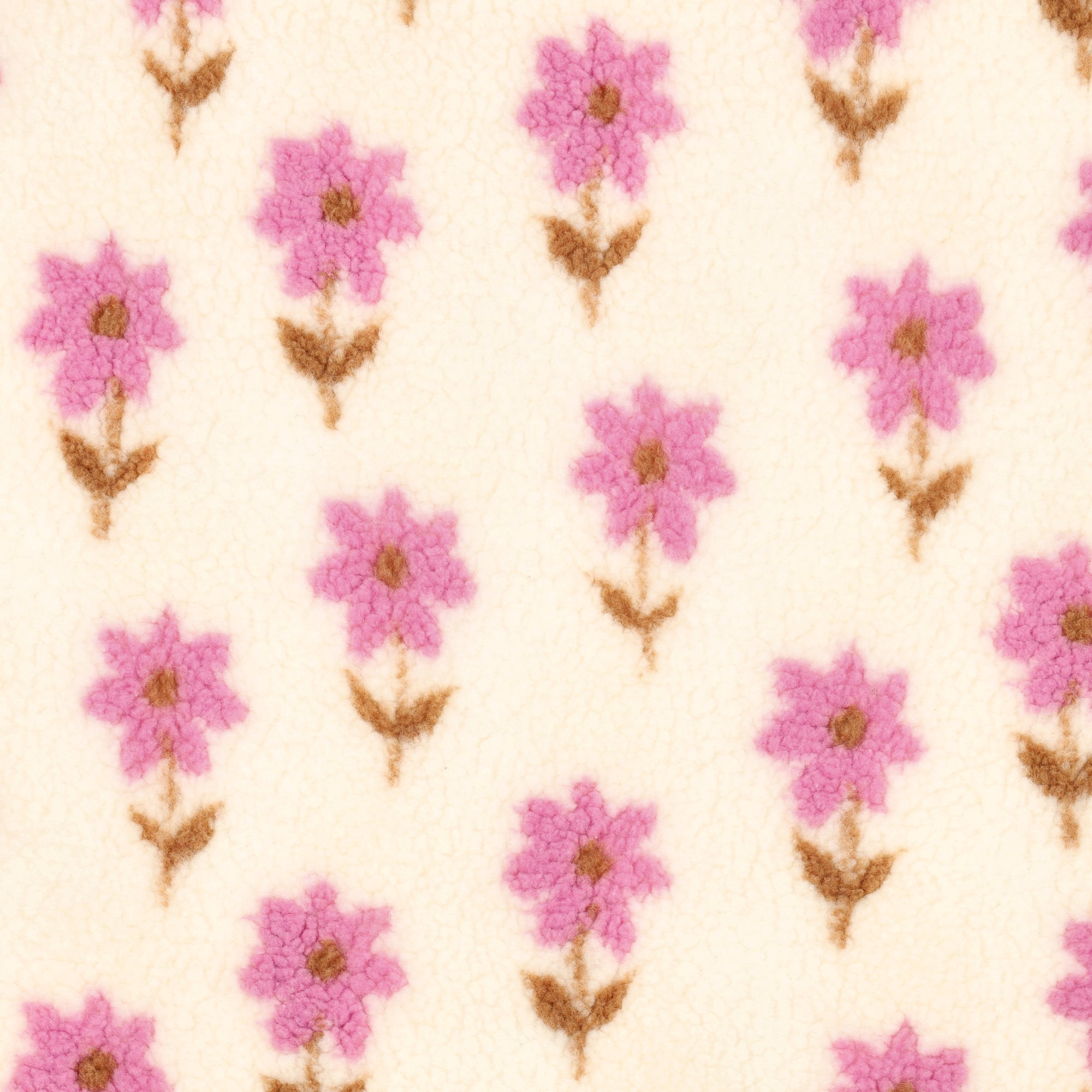 Teddy Plüsch Jacquard mit niedlichen Blumen in 2 Farbvarianten vom Buntspecht Shop