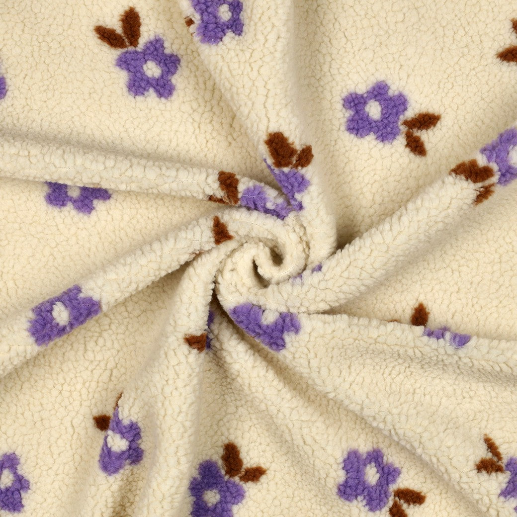 Teddystoff Jacquard Flowers Ecru by Poppy bei Der Buntspecht