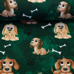 Baumwolljersey Dog Friends by Mrs. Mint Design grün bei Der Buntspecht
