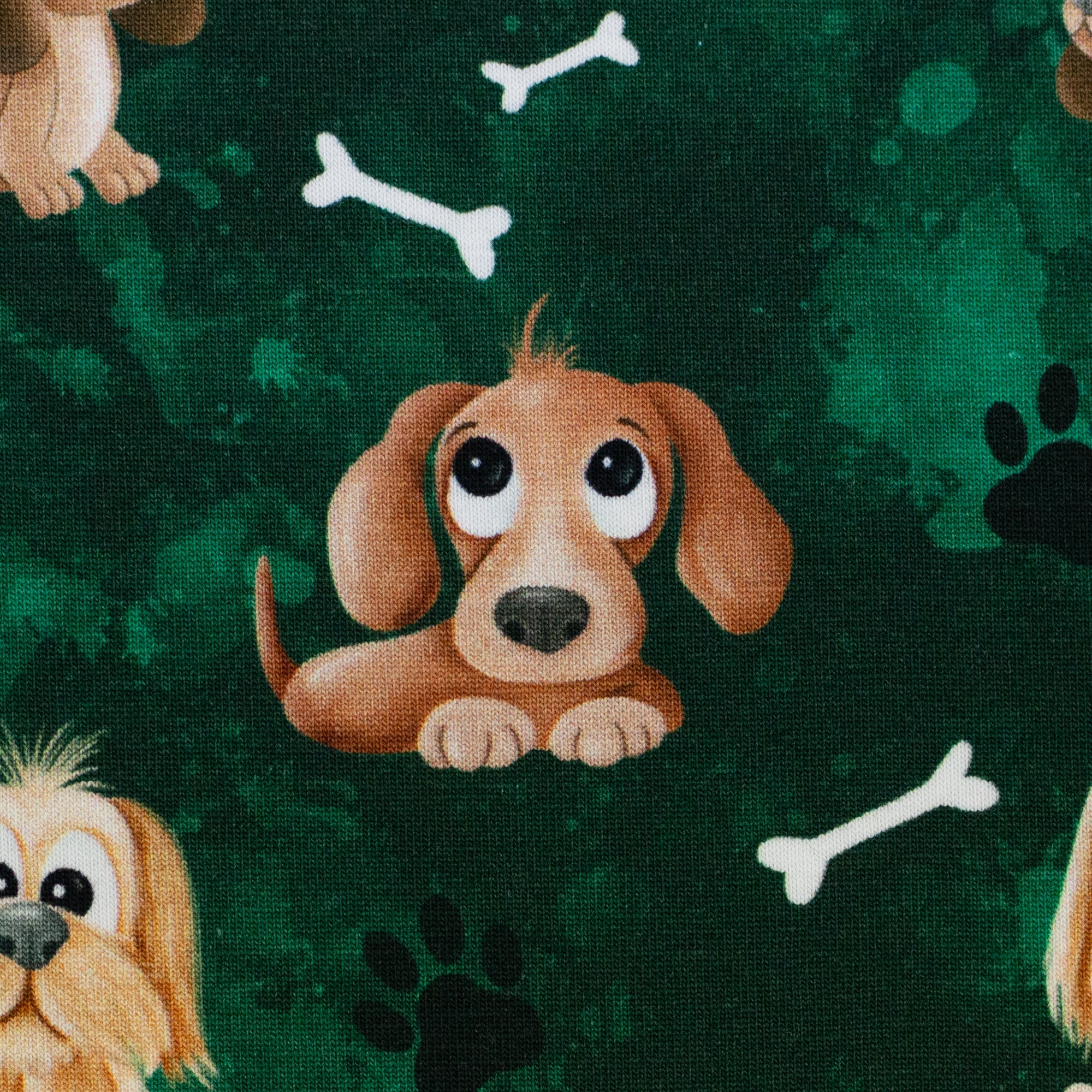 Baumwolljersey Dog Friends by Mrs. Mint Design grün bei Der Buntspecht