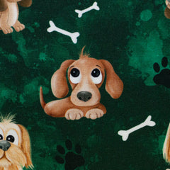 Baumwolljersey Dog Friends by Mrs. Mint Design grün bei Der Buntspecht