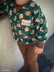 Baumwolljersey Dog Friends by Mrs. Mint Design Sweatshirt in grün bei Der Buntspecht