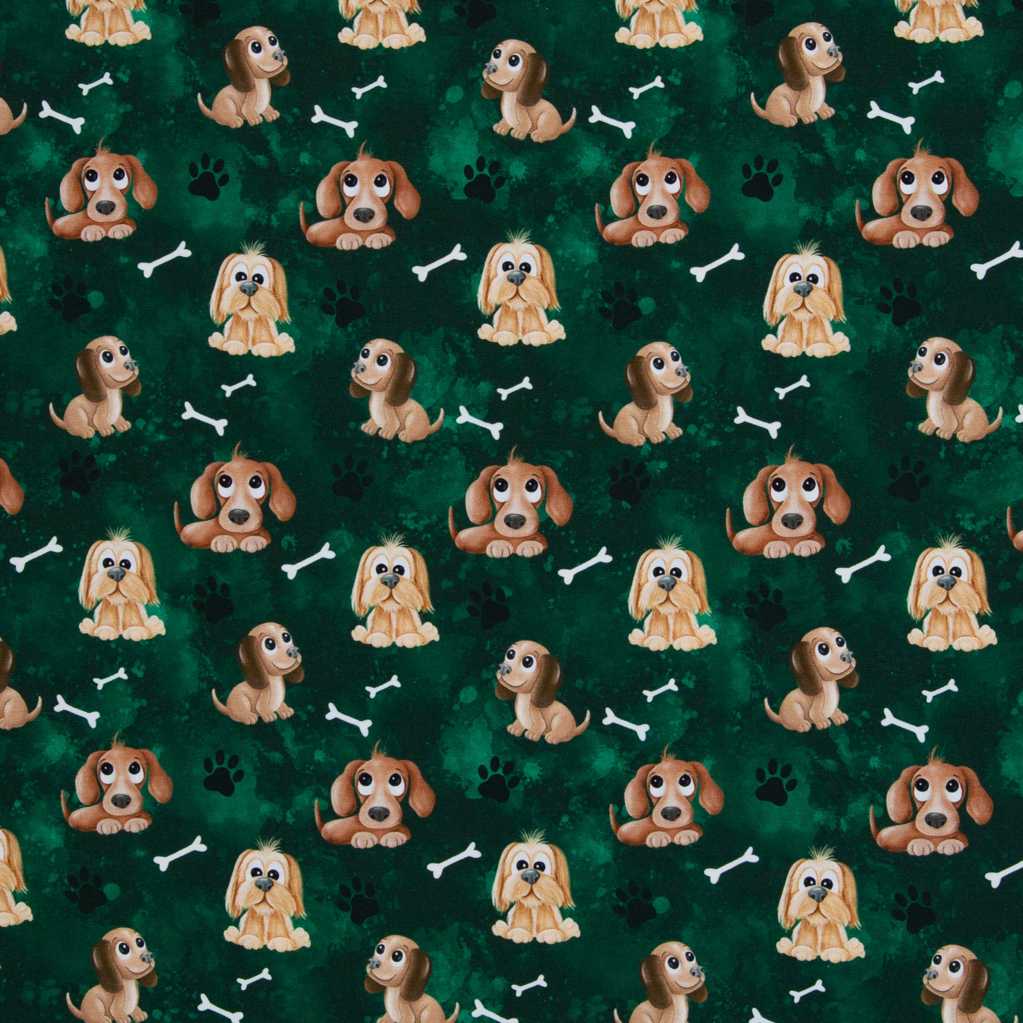 Baumwolljersey Dog Friends by Mrs. Mint Design grün bei Der Buntspecht