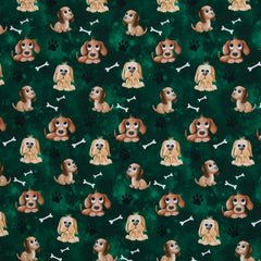 Baumwolljersey Dog Friends by Mrs. Mint Design grün bei Der Buntspecht