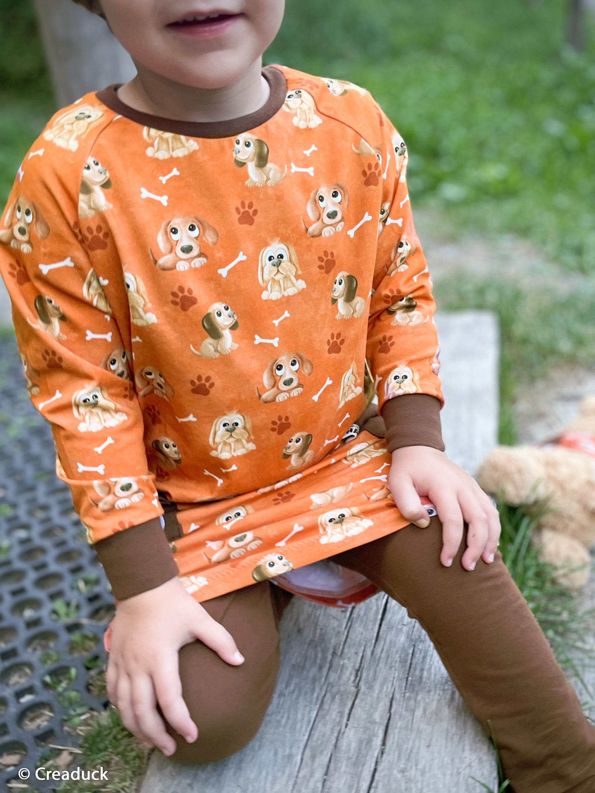 Baumwolljersey Dog Friends by Mrs. Mint Design Shirt in orange bei Der Buntspecht