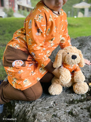 Baumwolljersey Dog Friends by Mrs. Mint Design Kleid in orange bei Der Buntspecht