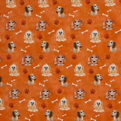 Baumwolljersey Dog Friends by Mrs. Mint Design orange bei Der Buntspecht