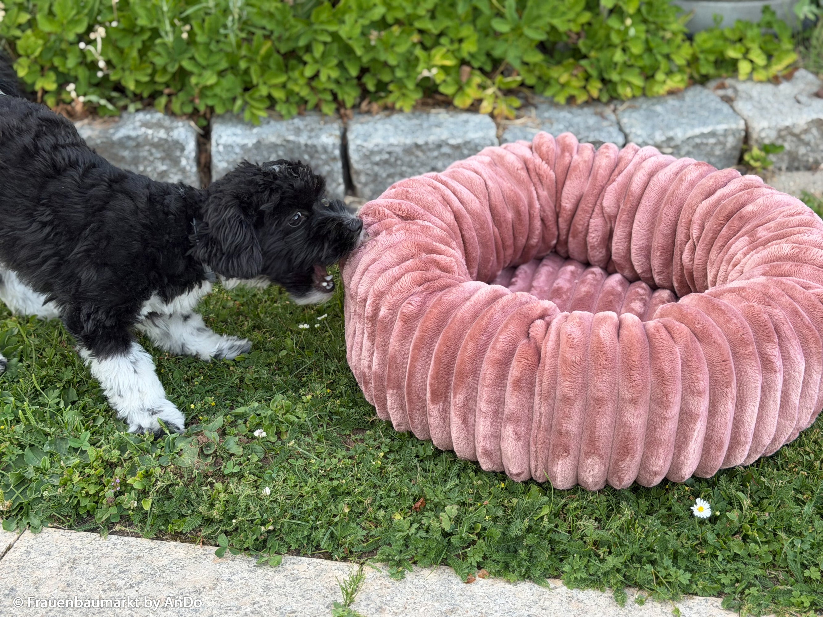 Plüsch Breitcord Plön in der Farbe altrosa Nähbeispiel Hundekorb bei Der Buntspecht