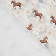 Baumwolljersey Digital Horses & Flowers