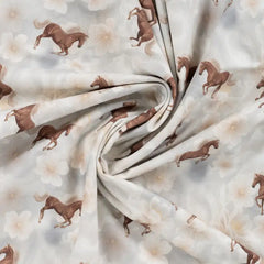Baumwolljersey Digital Horses & Flowers