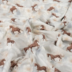 Baumwolljersey Digital Horses & Flowers