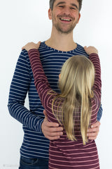 Baumwolljersey Isa Streifen - 937 bordeaux