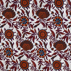 Baumwollstoff Enjoy Collection - weinrot/cognac