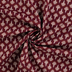 Baumwollstoff Enjoy Collection - weinrot/cognac