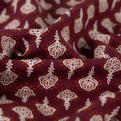 Baumwollstoff Enjoy Collection - weinrot/cognac