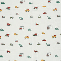 Double Gauze Musselin Bunte Fahrzeuge