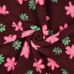 Teddy Stoff Jacquard Bianca Blüten