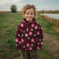 Teddy Stoff Jacquard Bianca Blüten