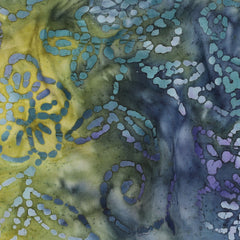 Handgefertigte Batik Baumwolle - hellgrün/blau