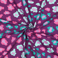 Reststück: 1,40 m  Baumwolljersey Digital Glitzer Animal Skin lila
