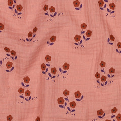 Double Gauze Musselin Blumen - peach