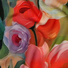 Viskose Webware Digital Flowers