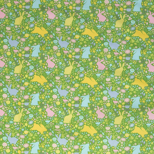 Baumwoll Webware Happy Easter Hasensilhouetten - 603 hellgrün
