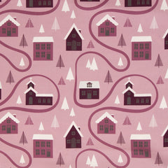 Reststück:1,80 m - Canvas Wiebke Winterlandschaft rosa