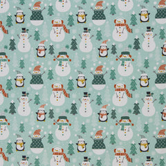 Baumwoll Webware Belle Pinguine und Schneemänner