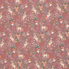 Reststück: 1,10m - Baumwolljersey Egge Einhorn altrosa