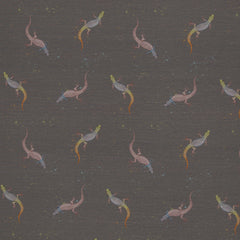 Reststück:1,20m - Baumwolljersey Wild Animals Geckos by Christiane Zielinski dunkelgrau