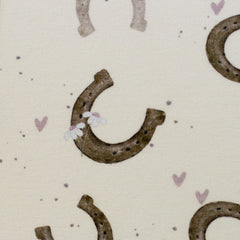 Reststück: 1,70 m Baumwolljersey I love Ponys by Sabine Marschall natur Hufeisen