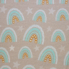 Reststück. 1,00m Baumwolljersey Landkind Sterne by Mrs Mint Design hellbraun