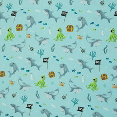 Reststück: 0,90m -  Baumwolljersey Ahoi! by mrs. Mint Design mint Haie & Kraken