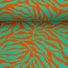 Reststück: 1,50m - Viskosestoff "Bienvenido Coloriodo" Zebra Jungle in grün orange