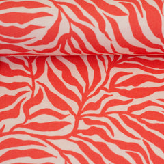 Reststück: 1,45m - Viskosestoff "Bienvenido Coloriodo "Zebra Jungle in apricot natur