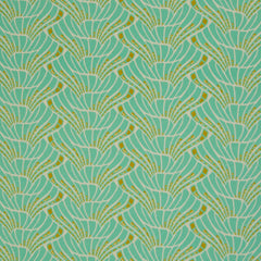 Reststück: 1,50m - Viskosestoff "Bienvenido Coloriodo" Vienna Coral in mint ocker