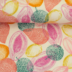 Reststück:1,00m - Viskose Webware Fruit by Bienvenido Colorido bunt