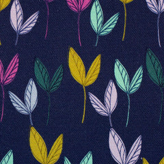 Reststück: 0,80m  Canvas Dancing Leaves by Emjo Design dunkelblau